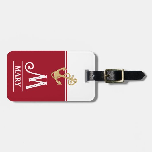 Red Monogrammed Bagagelabel (Voorkant horizontaal)