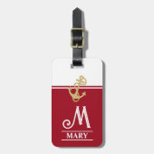 Red Monogrammed Bagagelabel (Voorkant verticaal)