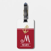 Red Monogrammed Bagagelabel (Achterkant verticaal)