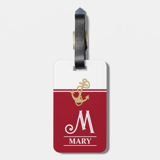 Red Monogrammed Bagagelabel (Achterkant verticaal)