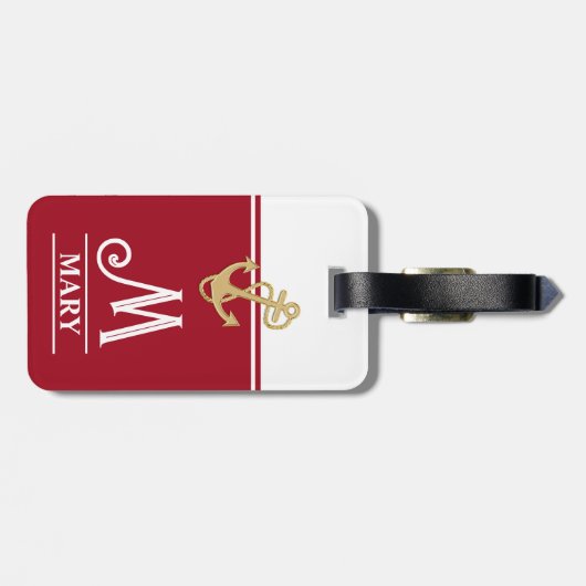 Red Monogrammed Bagagelabel (Achterkant horizontaal)