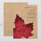 Red  Monogrammed Bridal Shower Invitation Kaart (Voorkant / Achterkant)
