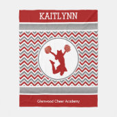 Red Monogrammed Chevron Stripes Pom of Cheer Fleece Deken (Voorkant)