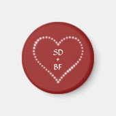Red Monogrammed Heart Magnet (Voorkant)