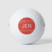 Red Monogrammed Initiaal Personalized Golfer Golfballen (Voorkant)