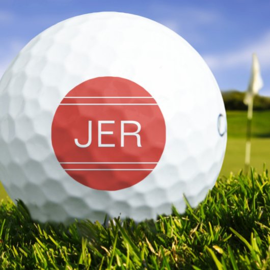 Red Monogrammed Initiaal Personalized Golfer Golfballen