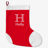 Red Monogrammed kerststaart - Gepersonaliseerd Grote Kerstsok (Voorkant)