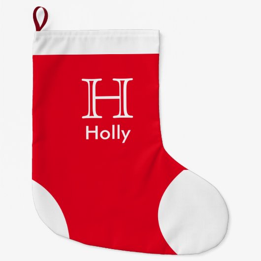 Red Monogrammed kerststaart - Gepersonaliseerd Grote Kerstsok (Voorkant)