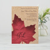 Red  Monogrammed Rehearsal Dinner Invite Kaart (Staand voorkant)