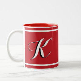 Red Monogrammed Two-Tone Coffee Mok