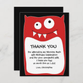 Red Monster Bash Hartelijk dank (flat) Bedankkaart (Voorkant / Achterkant)