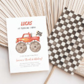 Red Monster Truck Any Age Birthday Party Kaart