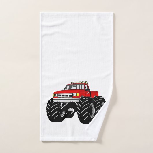 Red Monster Truck Bad Handdoek (Handdoek)