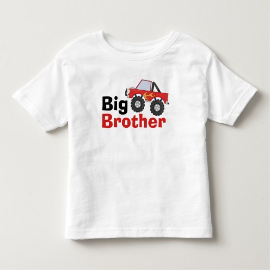 Red Monster Truck Big Brother Kinder Shirts (Voorkant)