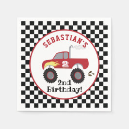 Red Monster Truck Birthday Racing Boys Servet