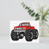 RED MONSTER TRUCK BRIEFKAART (Staand voorkant)