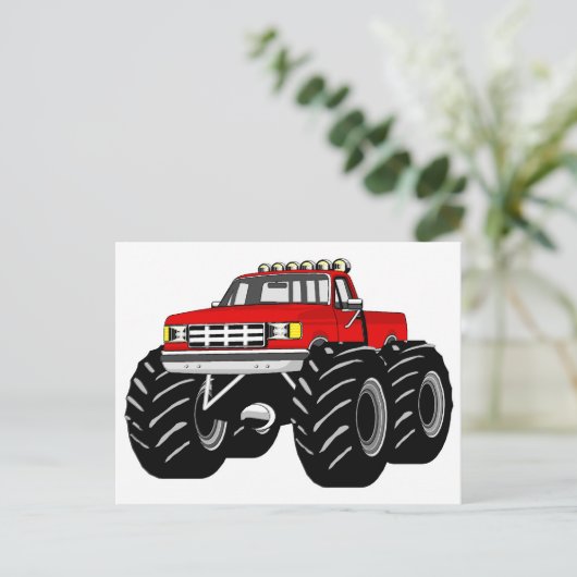 RED MONSTER TRUCK BRIEFKAART (Staand voorkant)