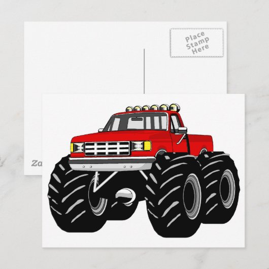 RED MONSTER TRUCK BRIEFKAART (Voorkant / Achterkant)