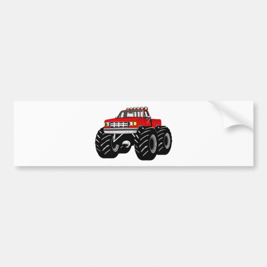 RED MONSTER TRUCK BUMPERSTICKER (Voorkant)
