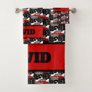 Red Monster Truck: DAVID Bad Handdoek