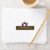 Red Monster Truck Gepersonaliseerd Etiket (Insitu)