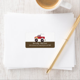 Red Monster Truck Gepersonaliseerd Etiket