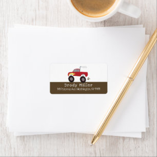 Red Monster Truck Gepersonaliseerd Etiket