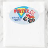Red Monster Truck Kids Birthday Party Ovale Sticker (Tas)