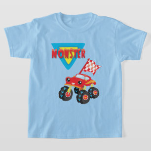 Red Monster Truck Kinder T-shirt