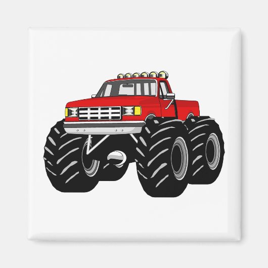 RED MONSTER TRUCK MAGNEET (Voorkant)