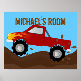 Red Monster Truck op maat Poster