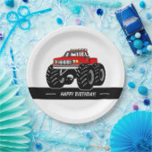 Red Monster Truck Papieren Bordje (Feest)