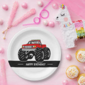 Red Monster Truck Papieren Bordje (Feest)