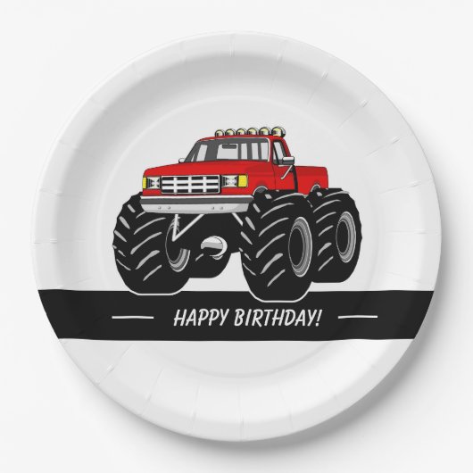 Red Monster Truck Papieren Bordje (Voorkant)