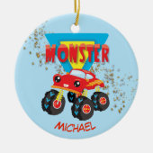Red Monster Truck Racing Keramisch Ornament (Voorkant)