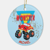Red Monster Truck Racing Keramisch Ornament (Links)