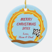 Red Monster Truck Racing Keramisch Ornament (Achterkant)