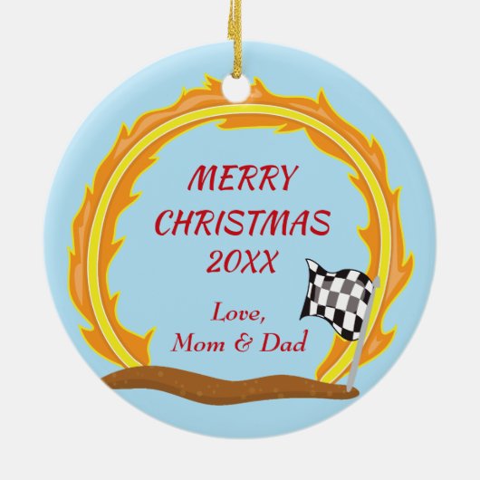 Red Monster Truck Racing Keramisch Ornament (Achterkant)