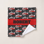 Red Monster Truck: ROBERT Bad Handdoek (Wasdoekje)