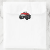 RED MONSTER TRUCK RONDE STICKER (Tas)