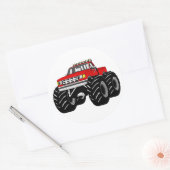 RED MONSTER TRUCK RONDE STICKER (Envelop)