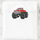 RED MONSTER TRUCK RONDE STICKER (Tas)
