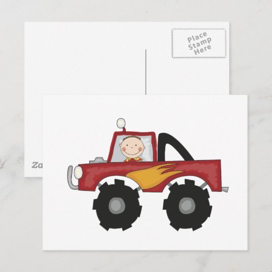 Red Monster Truck Tshirts en Gifts Briefkaart (Voorkant / Achterkant)