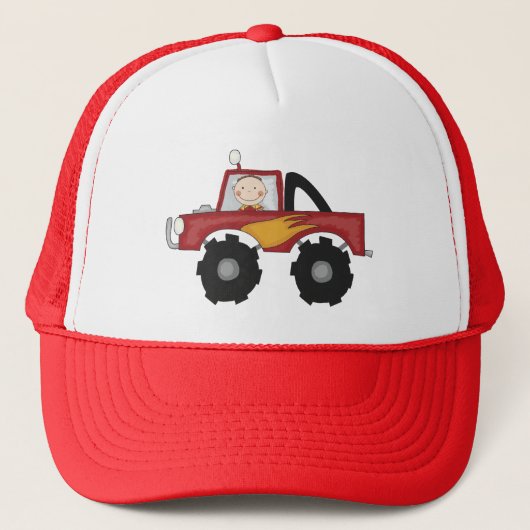 Red Monster Truck Tshirts en Gifts Trucker Pet (Voorkant)