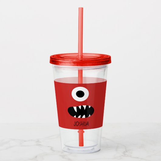 Red Monsters zien een gepersonaliseerd eels monste Acryl Drinkbeker (Voorkant)