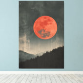 Red Moon Canvas Afdruk (Insitu (Houten vloer))