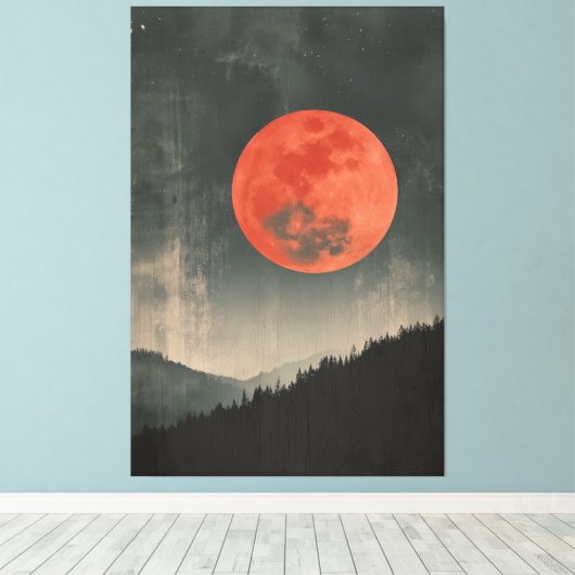 Red Moon Canvas Afdruk (Insitu (Houten vloer))