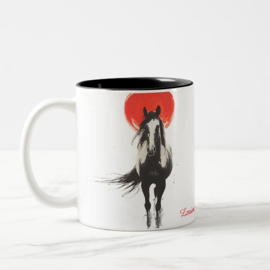 Red Moon Fire Horse Mug Tweekleurige Koffiemok (Links)