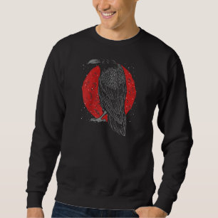 Red Moon Gothic Raven Forest Animal Bird Creepy Cr Trui
