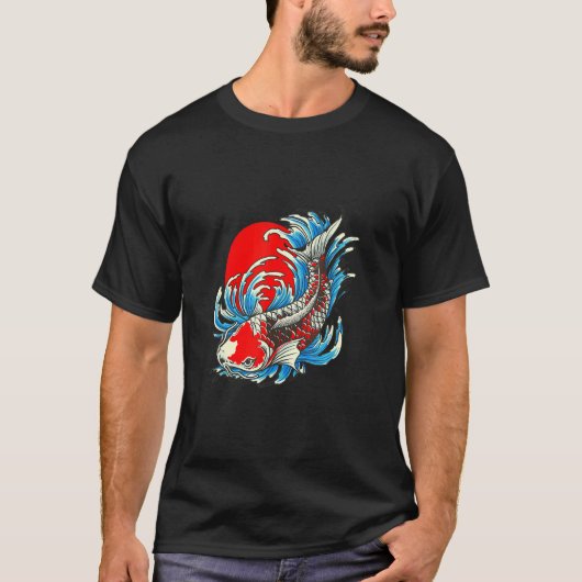 Red Moon Japanse Koi Fish T-shirt (Voorkant)
